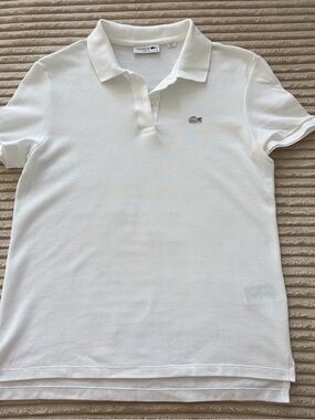 Lacoste White Polo Pink Crocodile 38/6